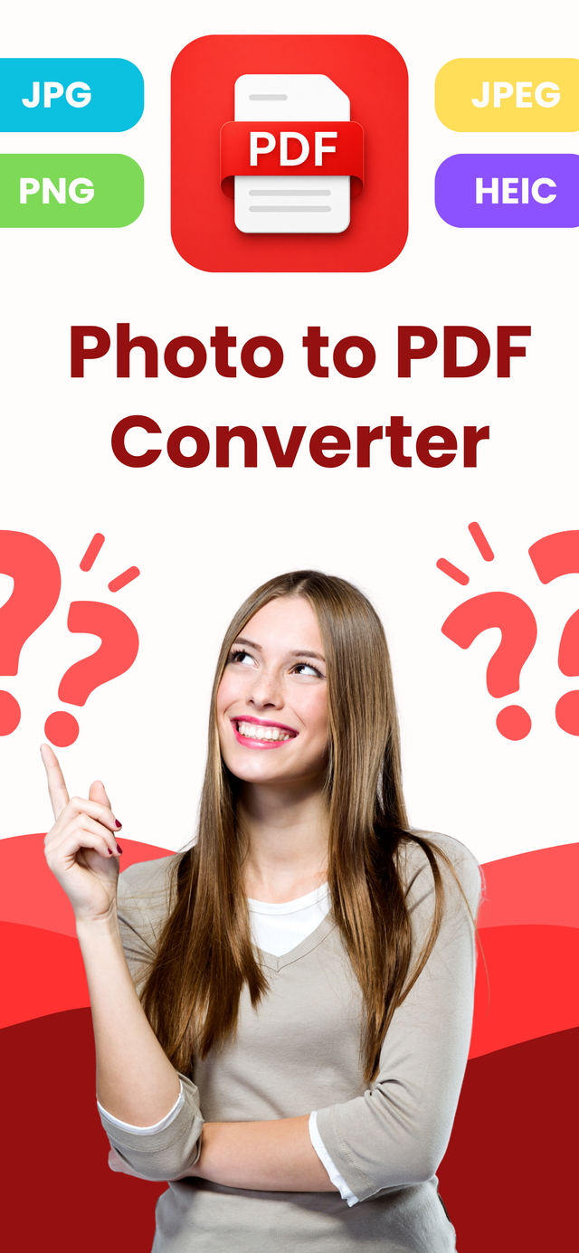 Photo to PDF Converter app converting JPG, PNG, JPEG and HEIC photos to PDF